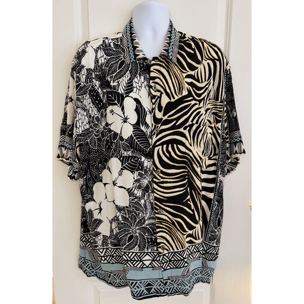 Jams World Vintage Men’s Hawaiian Aloha SS Shirt, XL, “Zebiscus”, Great Cond.